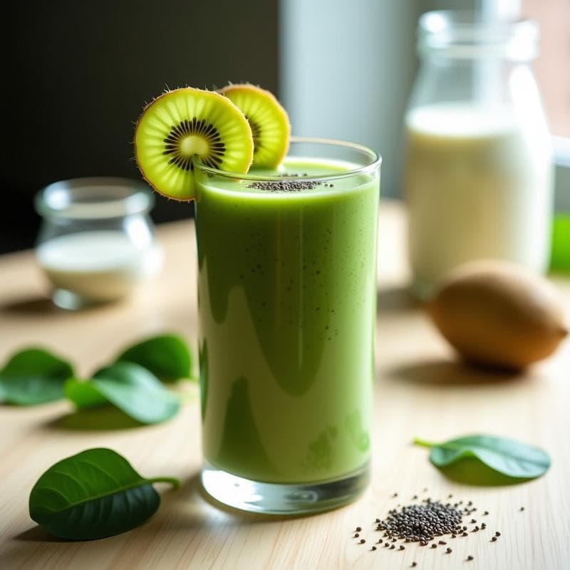 Smoothie de Espinacas y Kiwi con Leche de Sésamo: Bebida Detox Vegana en 5 Minutos