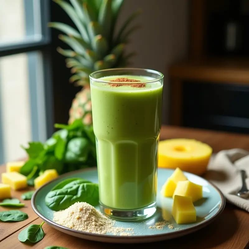 Smoothie de Espinacas y Piña con Proteína en Polvo: Batido Verde Keto y Saciante