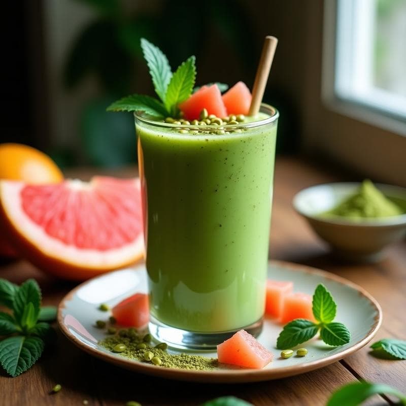 Smoothie de Espirulina y Kiwano con Zumo de Pomelo Rosa: Bebida Energética Africana