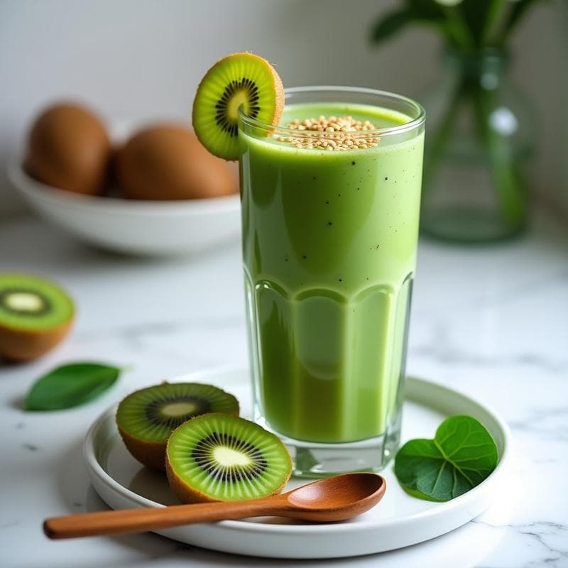 Smoothie de Espirulina y Kiwi con Leche de Almendras: Bebida Detox y Alta en Proteína