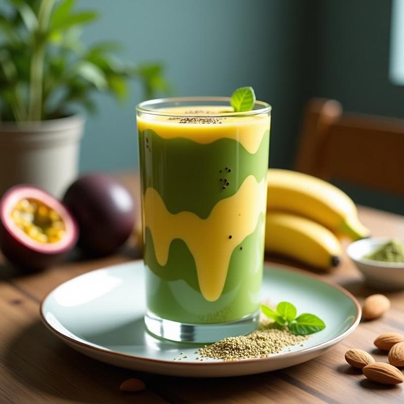 Smoothie de Espirulina, Maracuyá y Leche de Almendras: Bebida Energética y Alta en Nutrientes