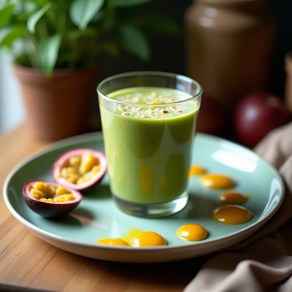 Smoothie de Espirulina y Maracuyá con Leche de Coco: Bebida Antioxidante y Energizante