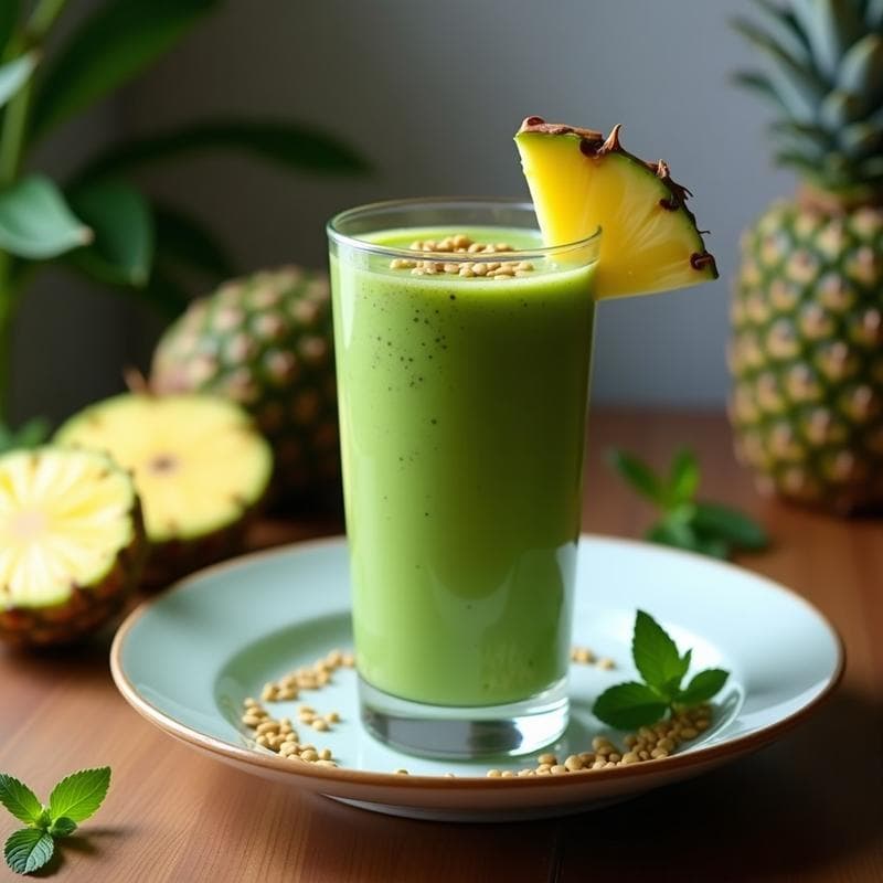 Smoothie de Espirulina y Piña: Bebida Detox y Rica en Hierro en Thermomix