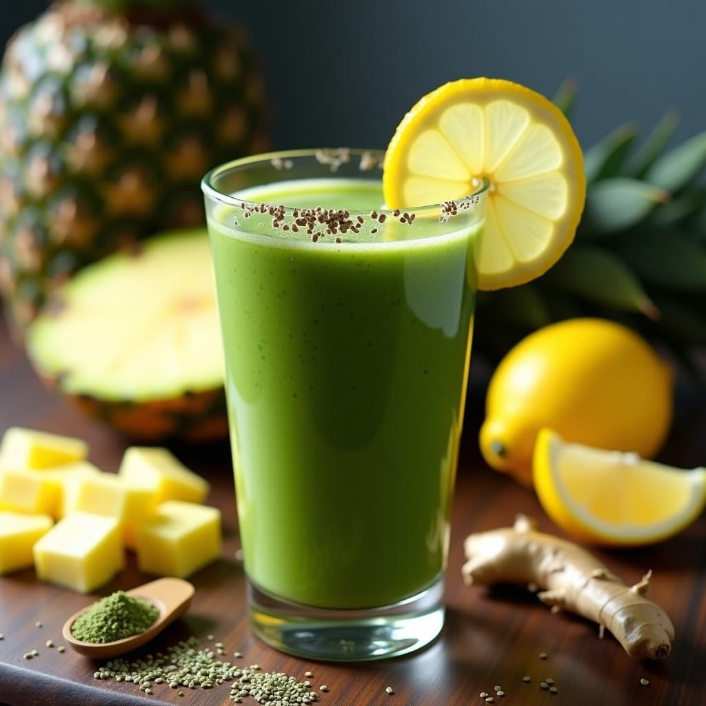 Smoothie de Espirulina, Piña y Limón: Bebida Energizante y Alta en Hierro