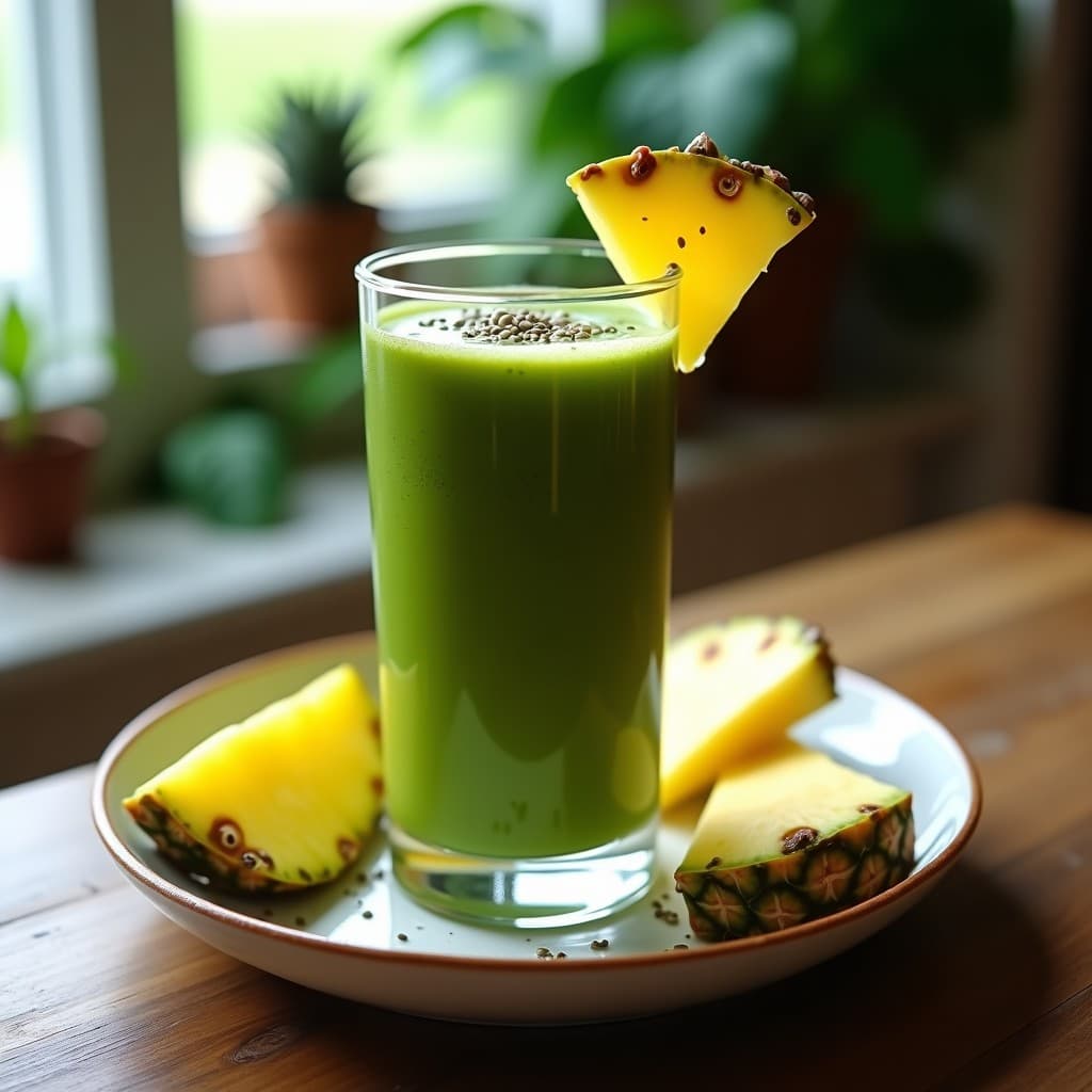 Smoothie de Espirulina y Piña con Semillas de Cáñamo: Bebida Superfood Vegana