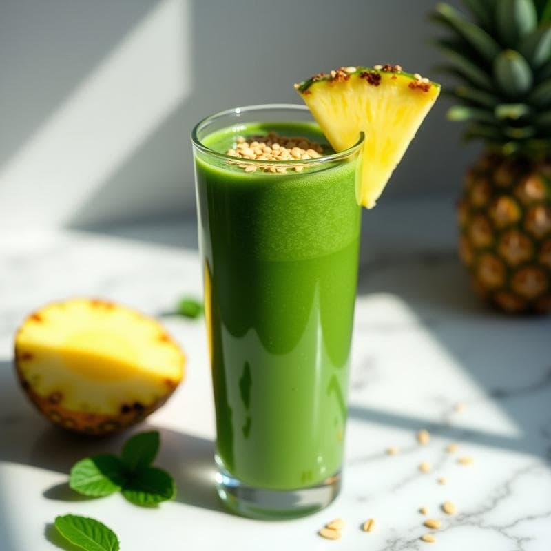Smoothie de Espirulina y Piña: Bebida Vegana Detox y Alta en Antioxidantes