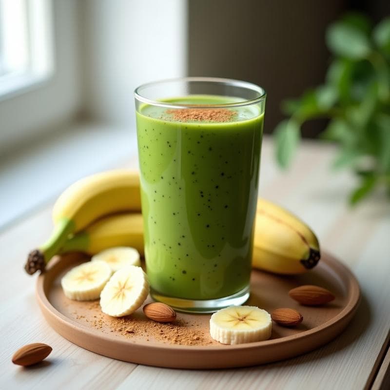 Smoothie de Espirulina, Plátano y Almendras: Bebida Vegana y Superenergética