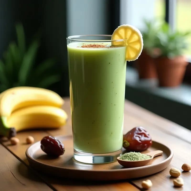 Smoothie de Espirulina, Plátano y Leche de Anacardos: Bebida Post-Entreno con Superalimentos