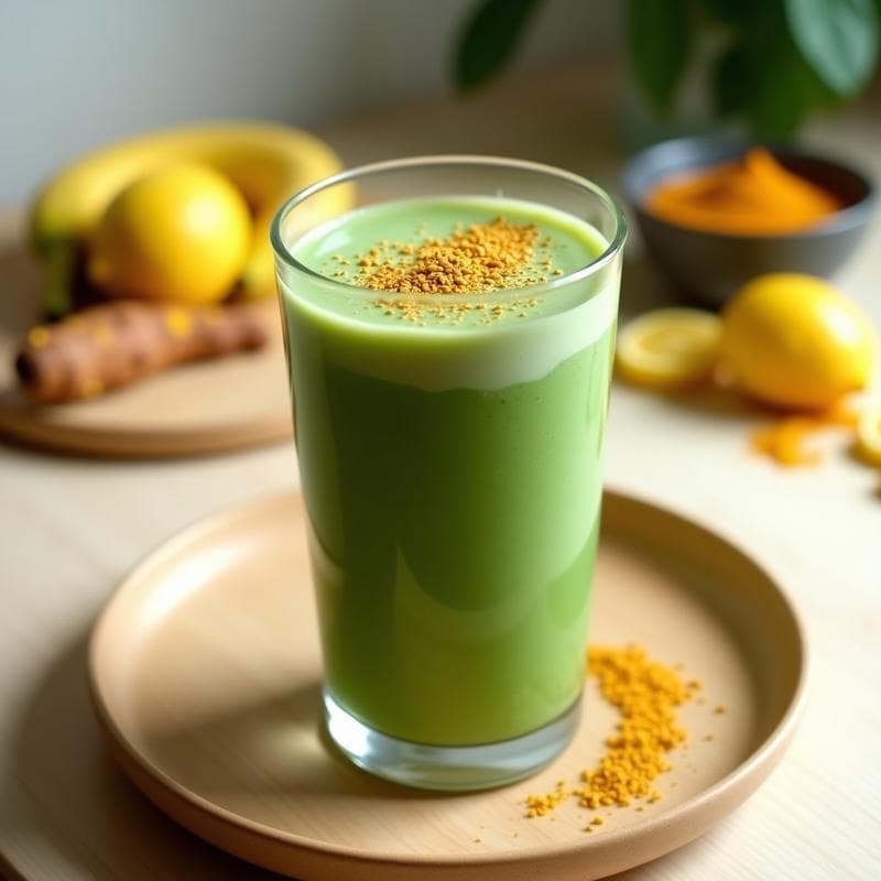 Smoothie de Espirulina, Plátano y Cúrcuma: Bebida Superfood Energética y Detox