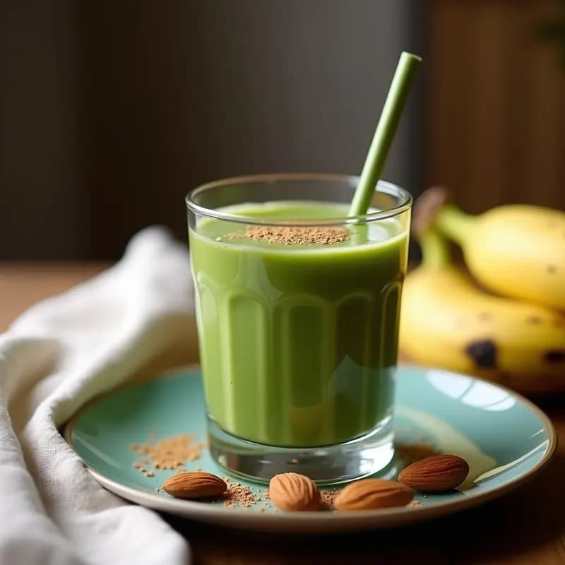 Smoothie de Espirulina, Plátano y Leche de Almendra: Bebida Superalimento Energética en 5 Minutos