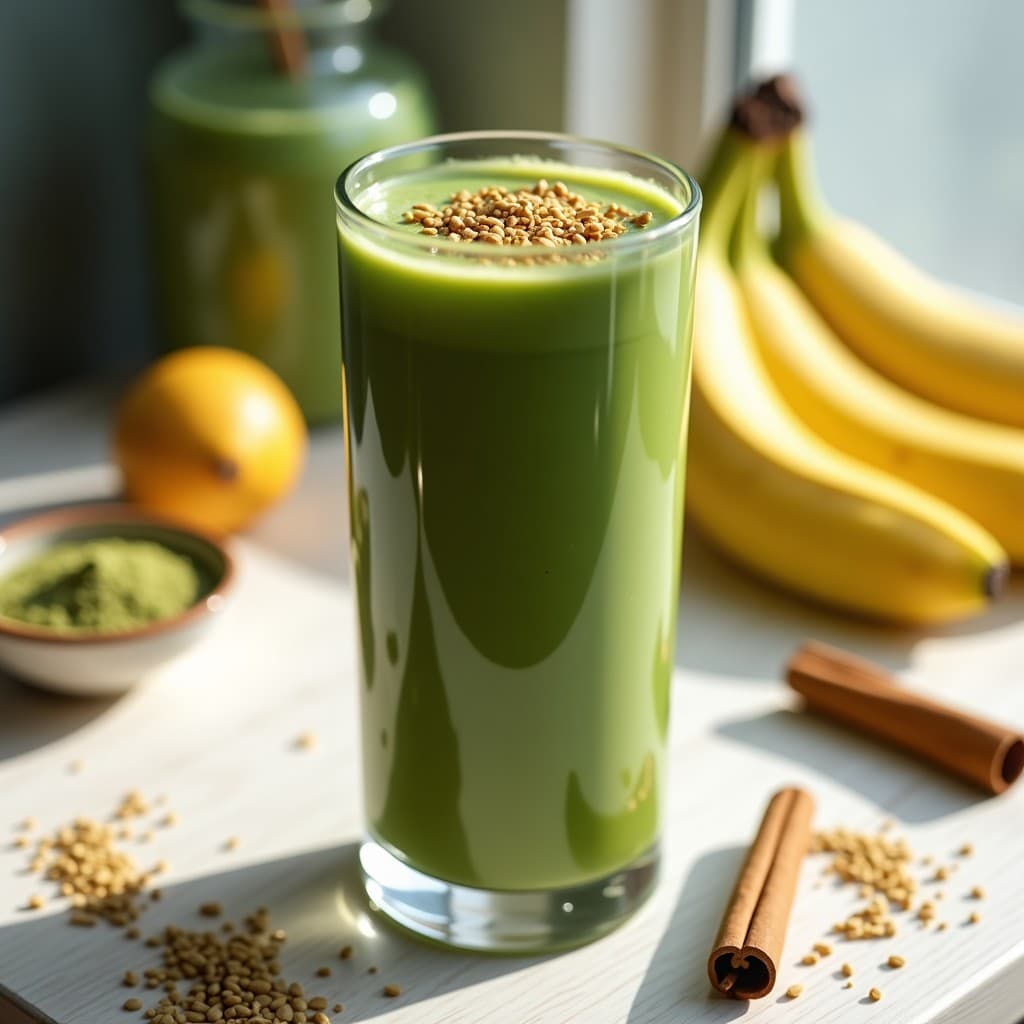 Smoothie de Espirulina, Plátano y Leche de Cáñamo: Bebida Energizante y Rica en Hierro