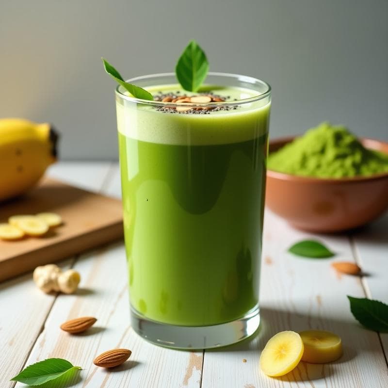 Smoothie de Espirulina y Plátano Macho: Batido Verde Alto en Proteína