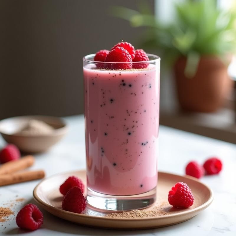 Smoothie de frambuesas y chía con leche de almendras: Bebida Keto y Sin Azúcar