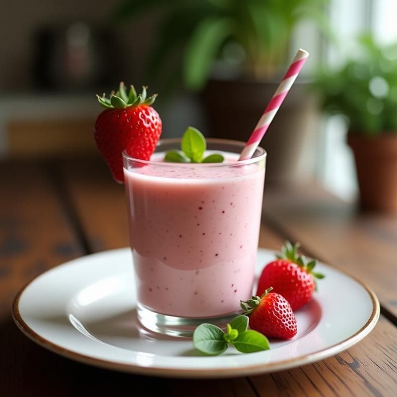 Smoothie de Fresa y Albahaca con Leche de Coco: Bebida Veraniega Sin Lactosa