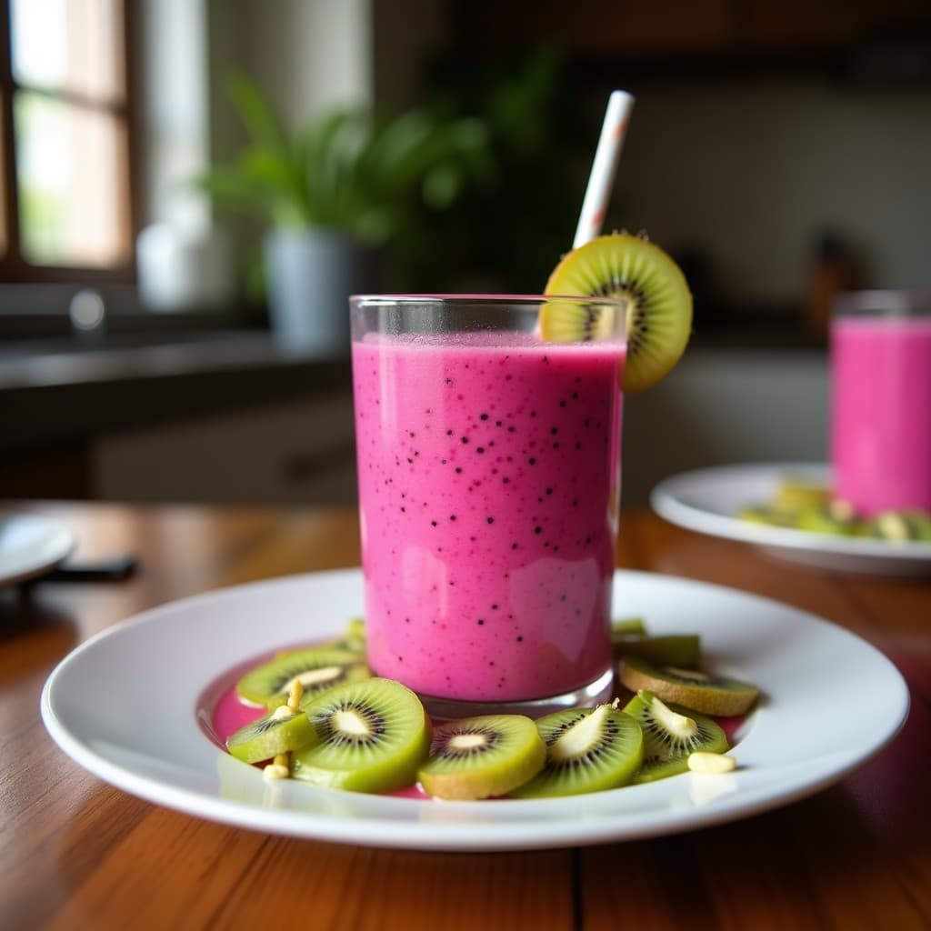 Smoothie de Fruta del Dragón y Kiwi con Leche de Coco: Bebida Detox y Antioxidante