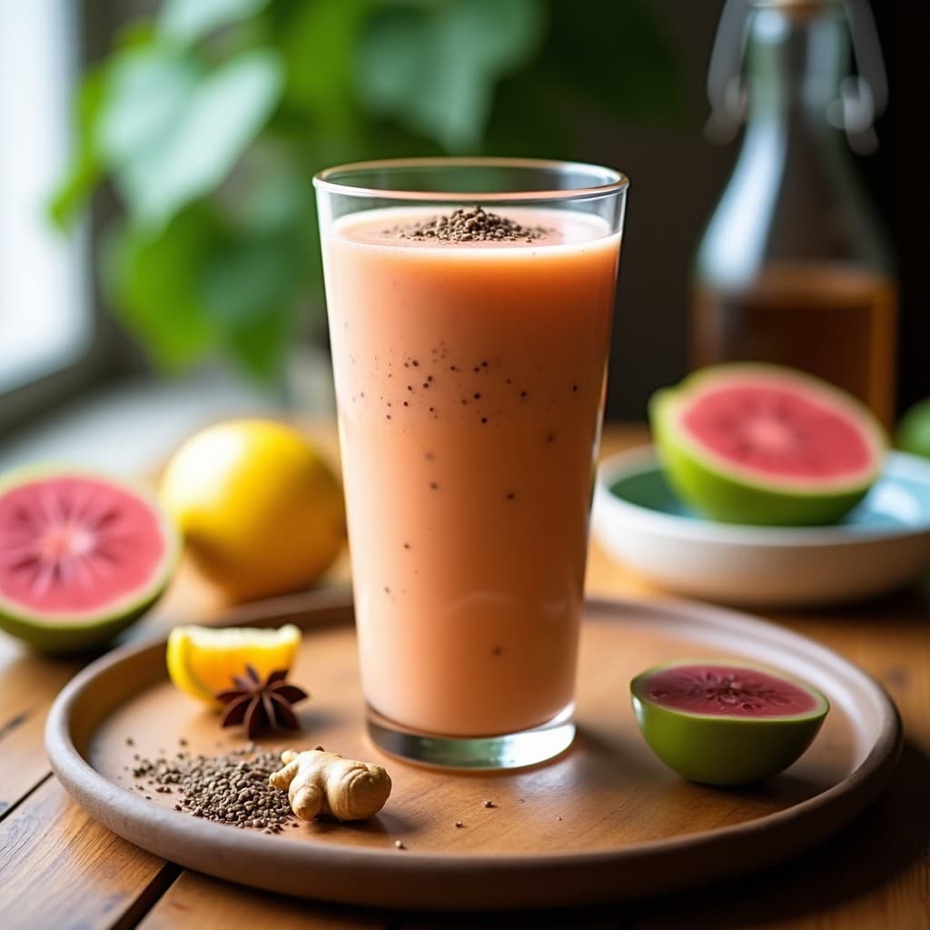Smoothie de Guayaba y Chía con Toque de Pimienta de Jamaica: Bebida Mexicana Detox