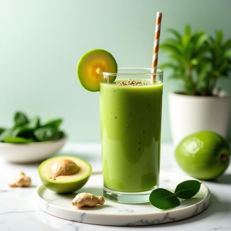 Smoothie de Guayaba y Espinacas con Jengibre: Bebida Tropical Alta en Vitamina C