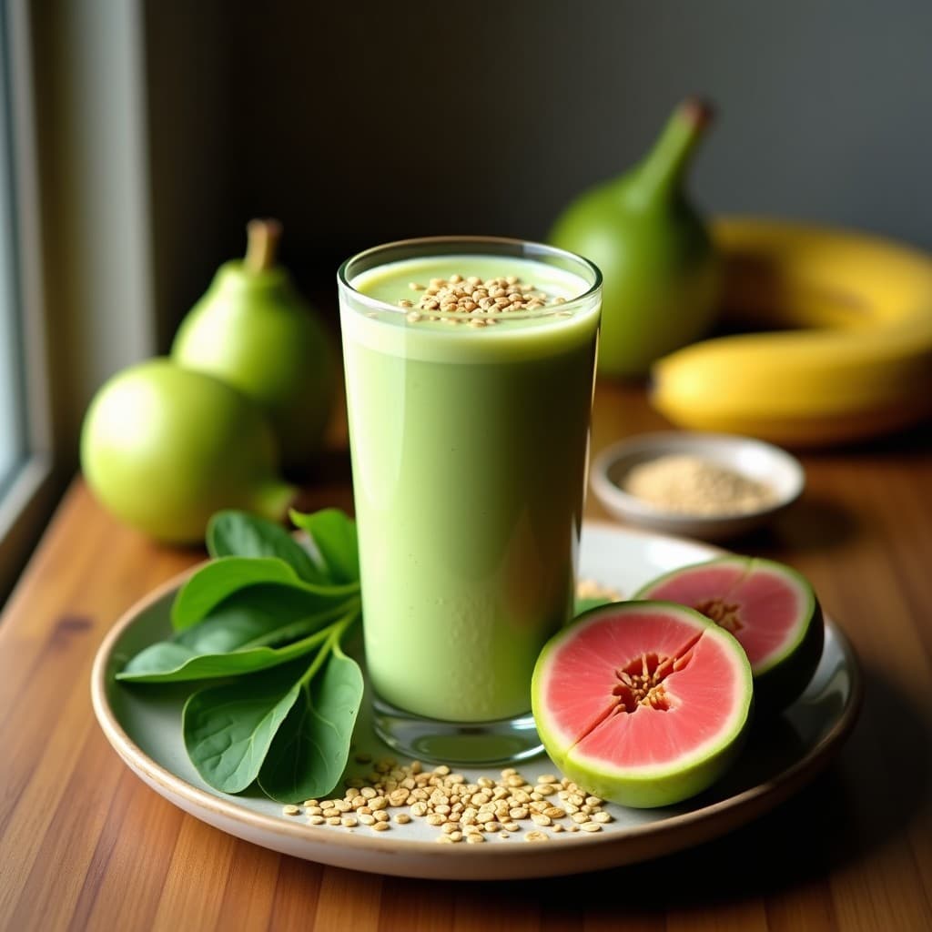 Smoothie de Guayaba y Espinacas con Leche de Avena: Bebida Colombiana Rica en Fibra