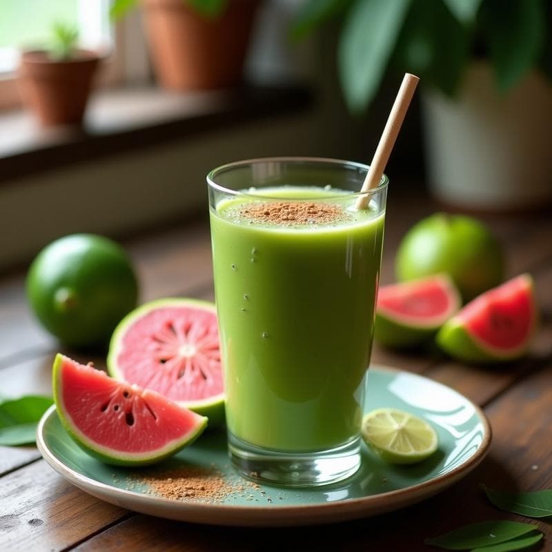 Smoothie de Guayaba y Espirulina con Zumo de Lima: Bebida Colombiana Detox