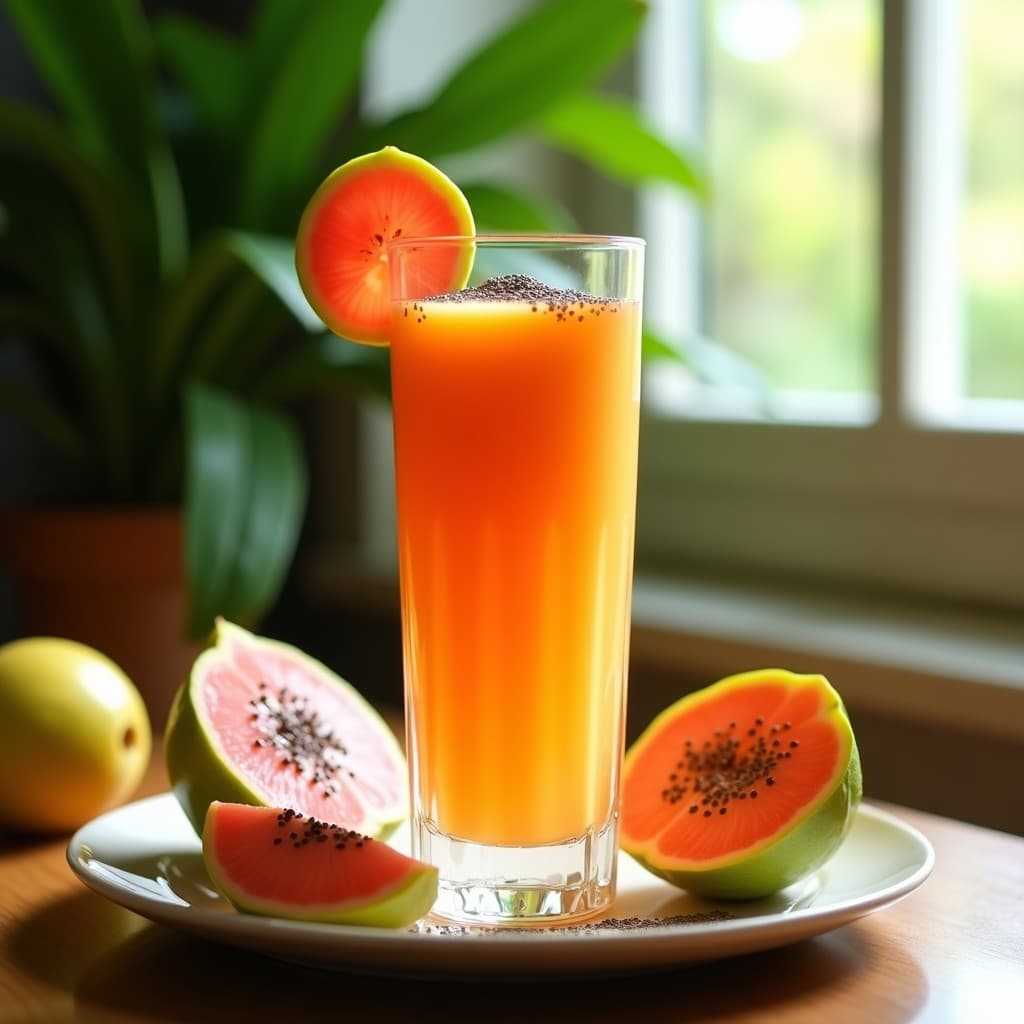 Smoothie de Guayaba y Jengibre con Chía: Bebida Antioxidante y Rica en Fibra