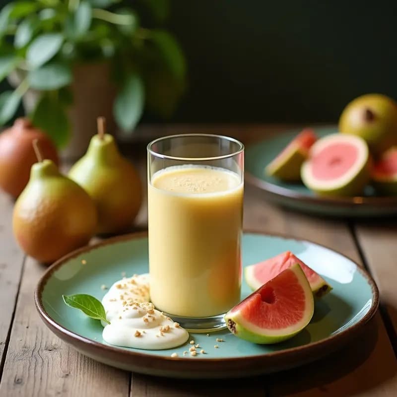 Smoothie de Guayaba y Jengibre con Yogur de Coco: Bebida Colombiana Probiótica