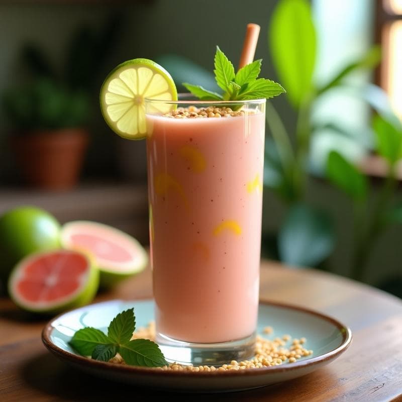 Smoothie de Guayaba y Lima: Bebida Tropical Sin Azúcar con Chía y Linaza