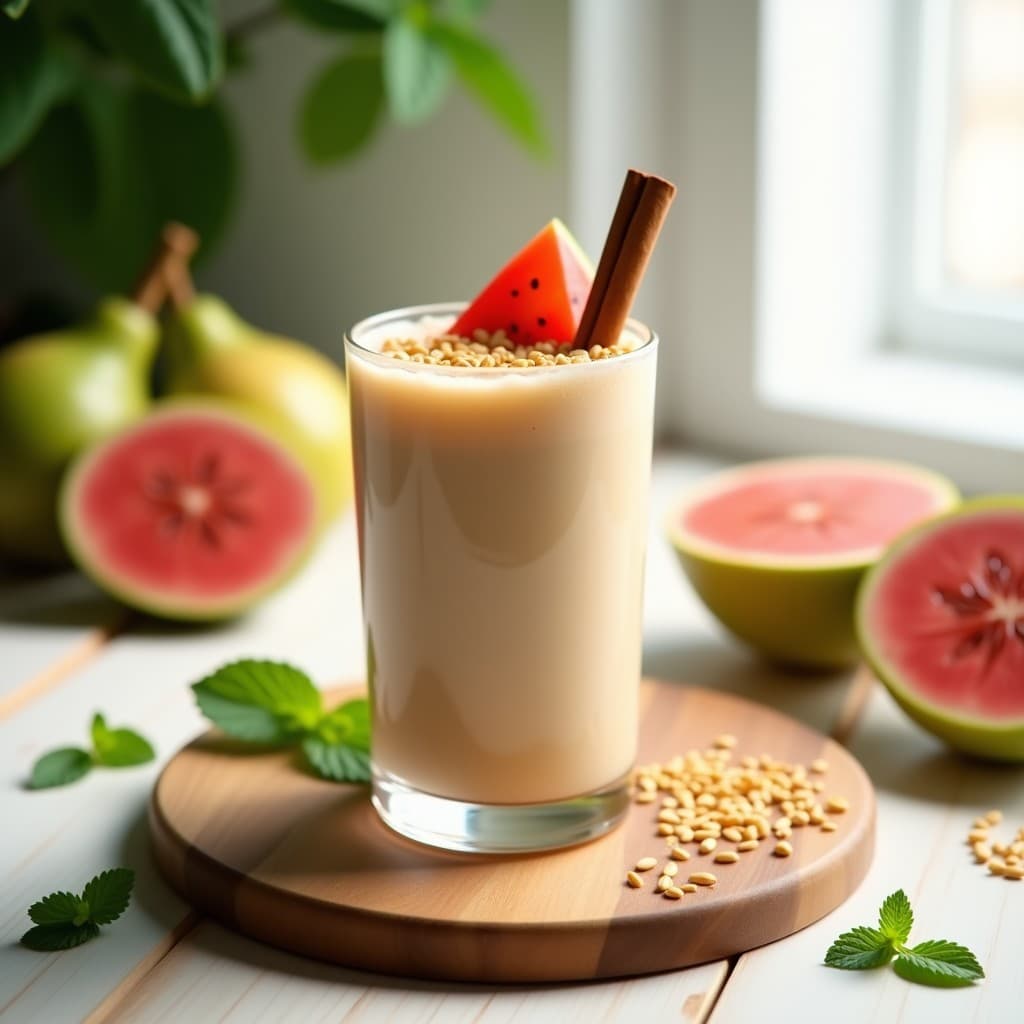 Smoothie de Guayaba y Linaza con Toque de Canela: Bebida Antiinflamatoria y Rica en Fibra