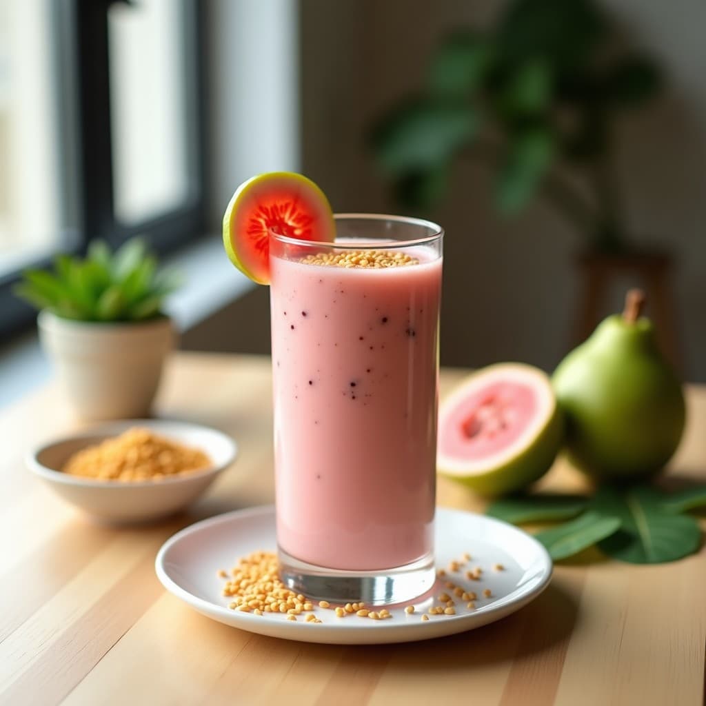 Smoothie de Guayaba y Linaza Dorada: Bebida Energética con Omega-3 y Vitamina C