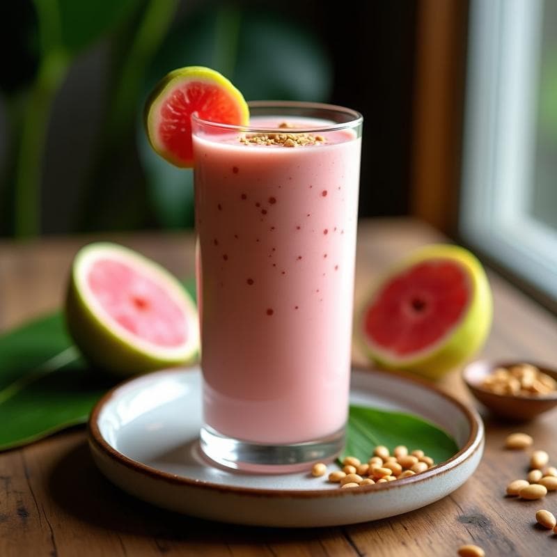 Smoothie de Guayaba y Semillas de Sacha Inchi: Bebida Tropical Alta en Omega-3