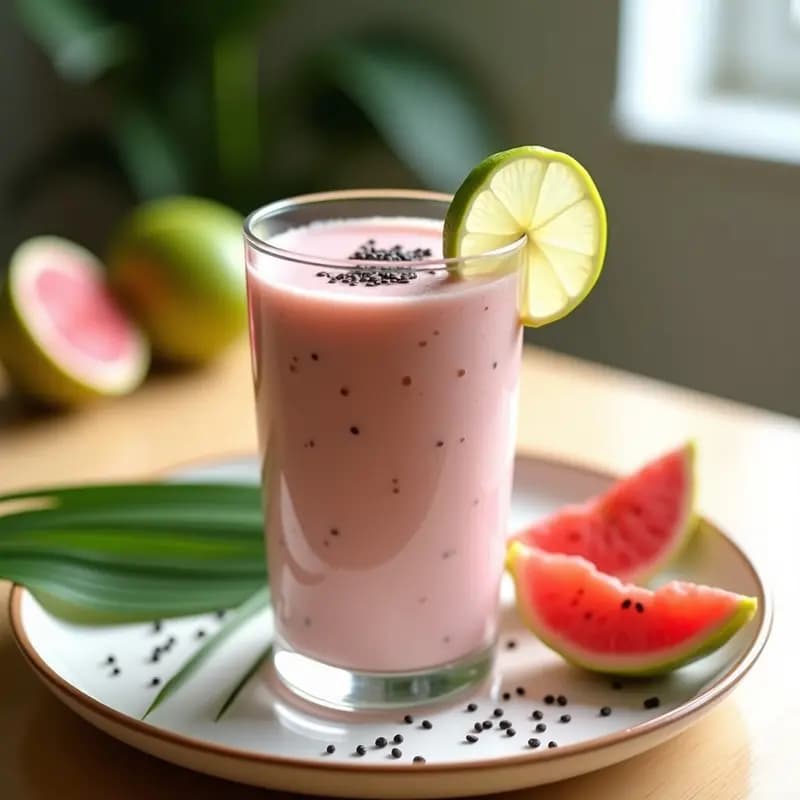Smoothie de Guayaba y Todos con Yogur de Soja: Bebida Tropical Vegana y Rica en Vitamina C