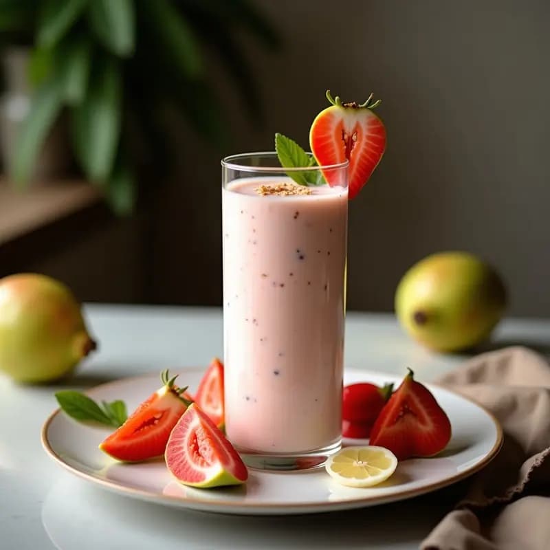 Smoothie de Guayaba y Yogur de Coco: Bebida Tropical Sin Lactosa y Energizante