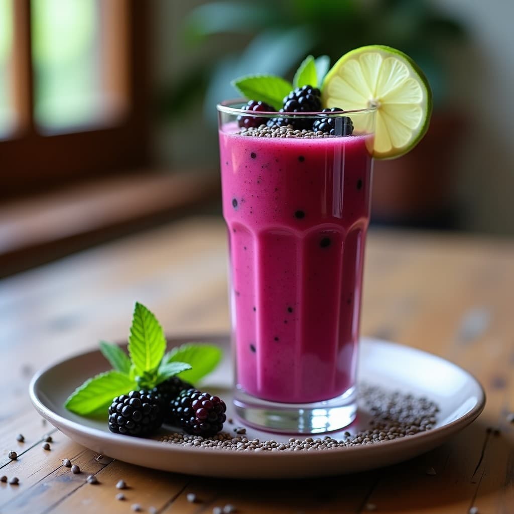 Smoothie de Guayaba y Zarzamora con Semillas de Chía: Bebida Colombiana Antioxidante