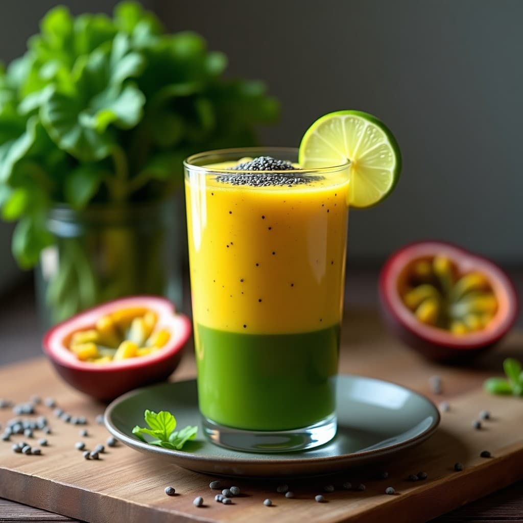 Smoothie de Kale y Maracuyá con Semillas de Chía: Bebida Veraniega Alta en Hierro