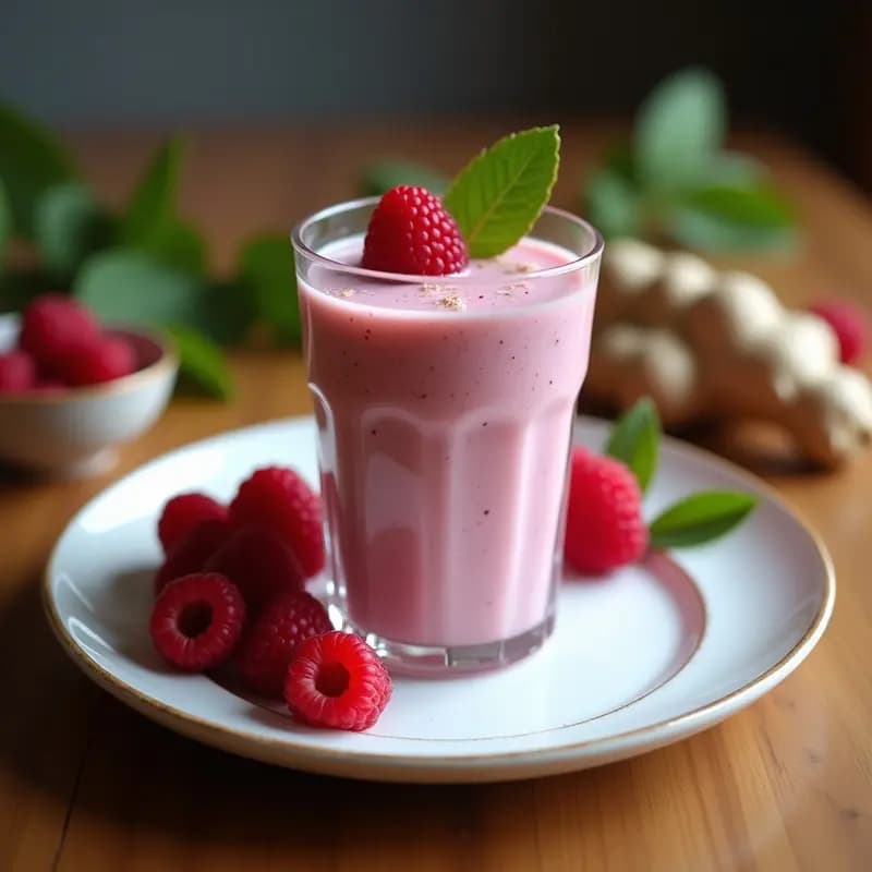 Smoothie de Kéfir de Coco y Frambuesas con Jengibre: Bebida Probiótica Detox