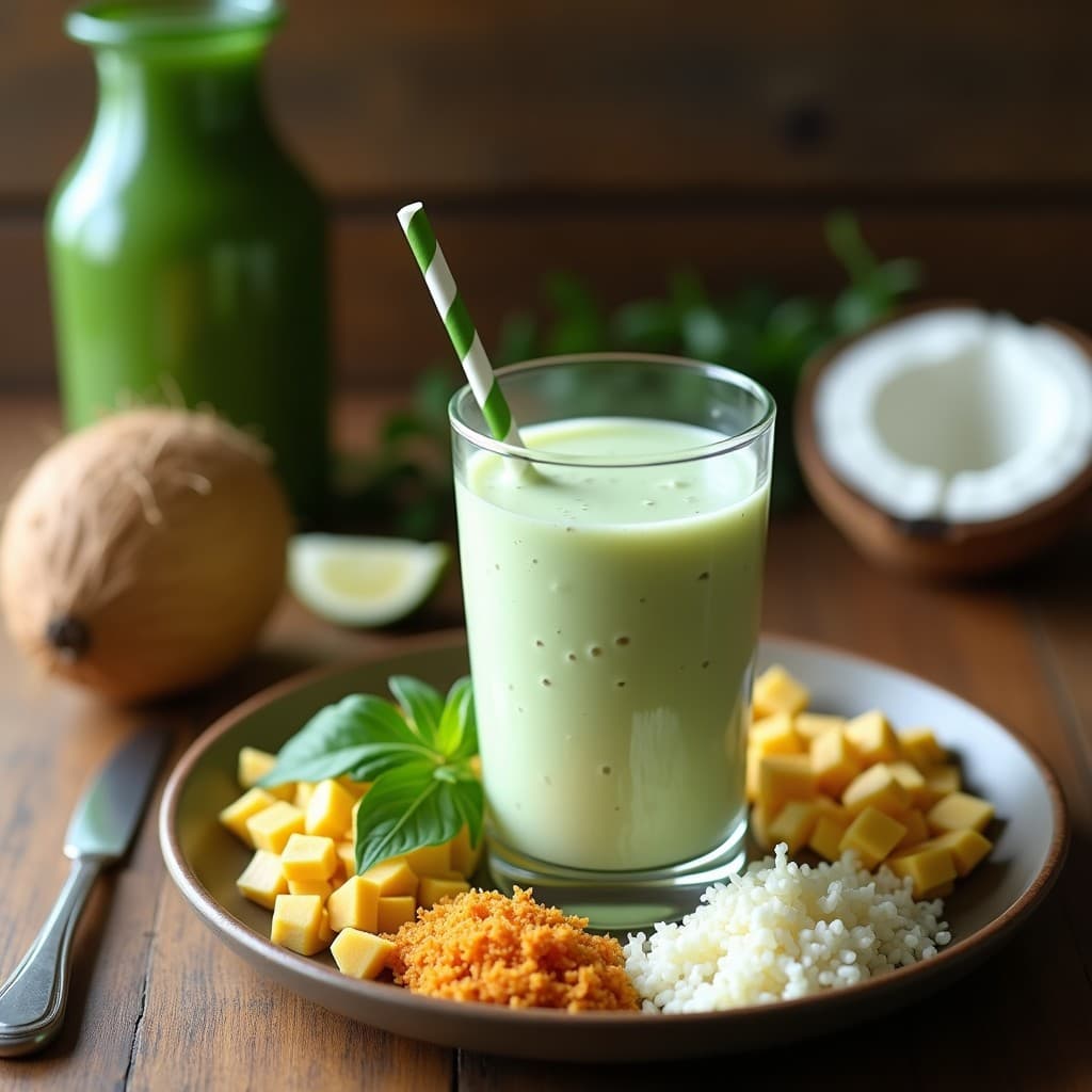 Smoothie de Kéfir de Coco y Moringa: Bebida Probiótica para Fortalecer el Sistema Inmune