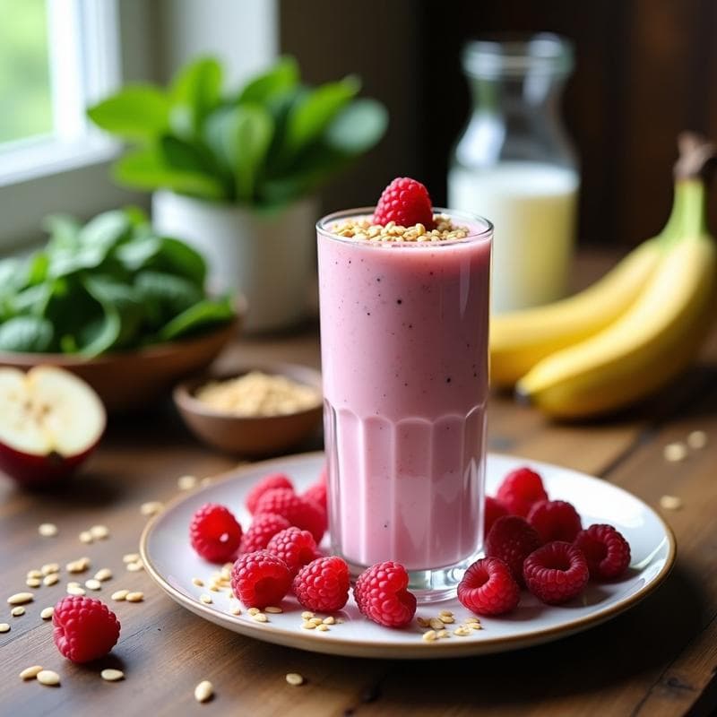 Smoothie de Kéfir y Frambuesas con Semillas de Lino: Bebida Probiótica y Antioxidante