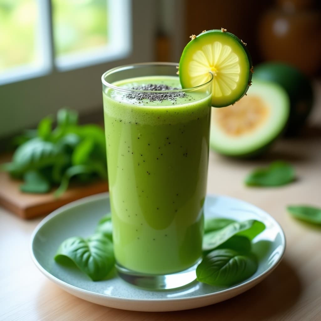 Smoothie de Kiwano y Espinaca con Semillas de Chía: Bebida Africana Energizante