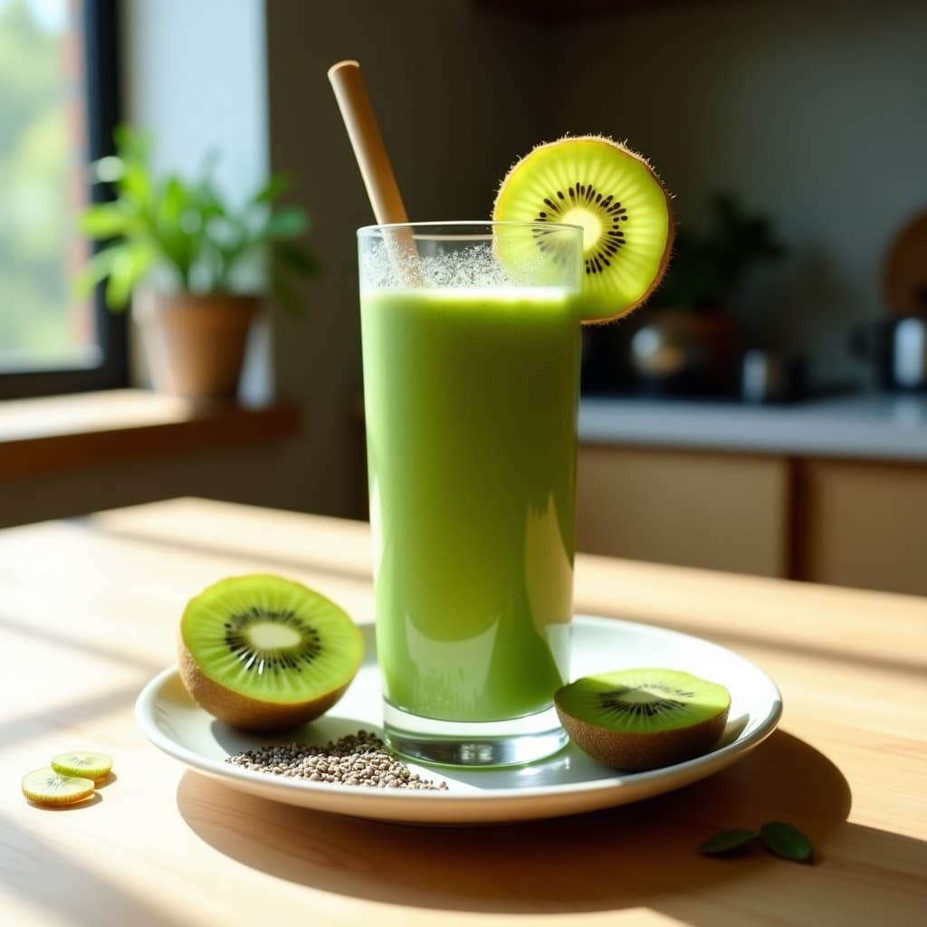 Smoothie de Kiwi, Espirulina y Leche de Anacardo: Bebida Energizante Vegana en 5 Minutos