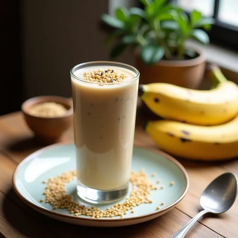 Smoothie de Mahaleb y Plátano con Semillas de Sésamo: Bebida Armena Energética y Sin Azúcar
