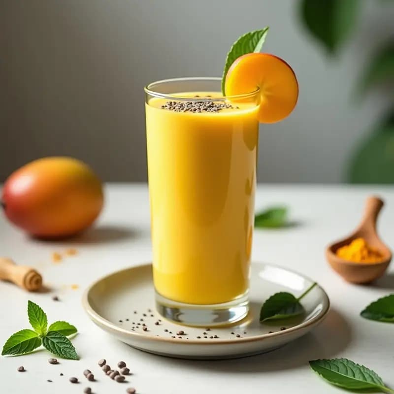 Smoothie de Mango y Cúrcuma con Yogur Griego: Desayuno Tropical Alto en Proteína