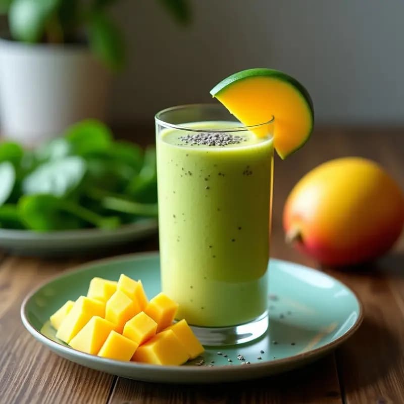 Smoothie de Mango y Espinaca: Receta Proteica para Energía Rápida y Saciante