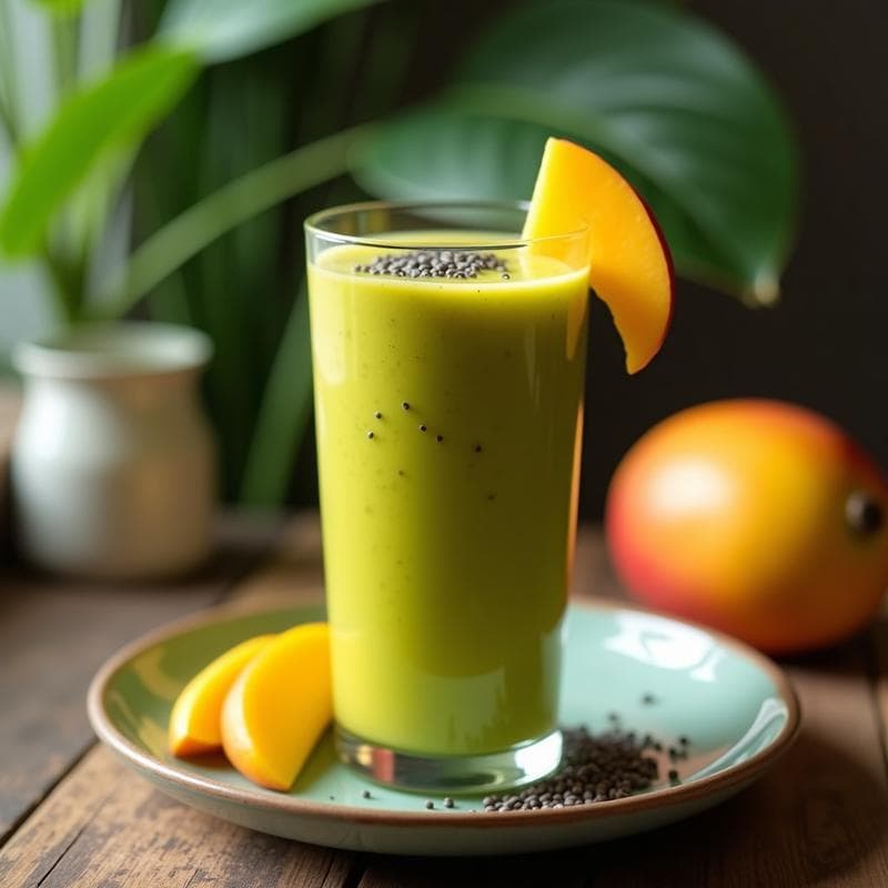 Smoothie de Mango y Espirulina: Bebida Energética Vegana con Toque Tropical