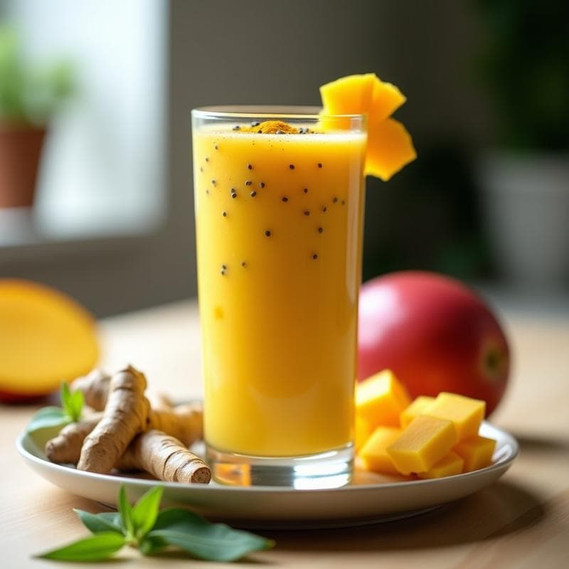 Smoothie de Mango y Jengibre con Semillas de Chía: Bebida Tropical y Antiinflamatoria