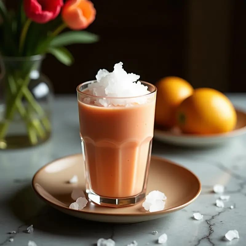 Smoothie de Mangostán y Coco: Bebida Exótica Sin Lactosa con Hielo Picado