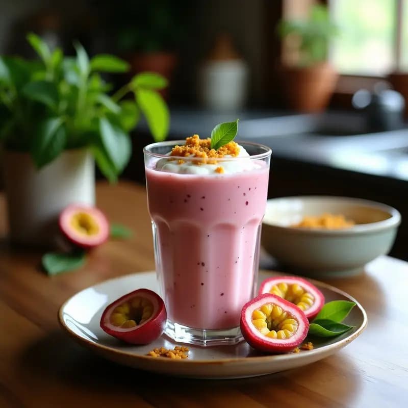 Smoothie de Maracuyá y Albahaca con Yogur de Coco: Bebida Tropical Sin Lácteos