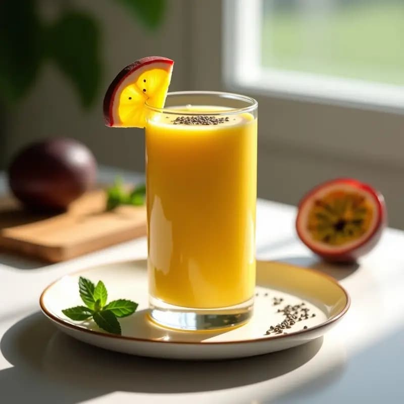 Smoothie de Maracuyá y Chía: Bebida Tropical Alta en Omega-3 y Sin Lactosa