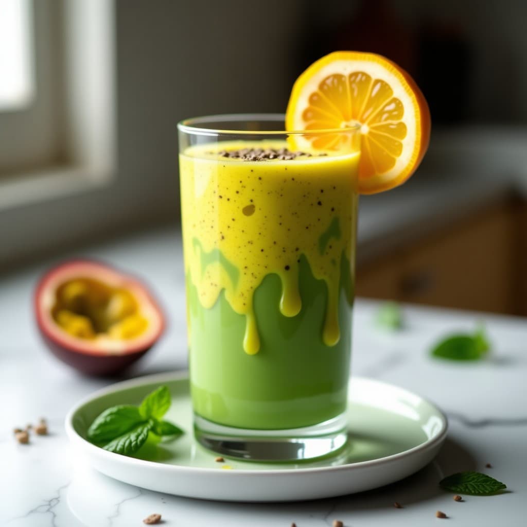 Smoothie de Maracuyá y Espirulina con Leche de Camello: Bebida Superfood Sin Lactosa