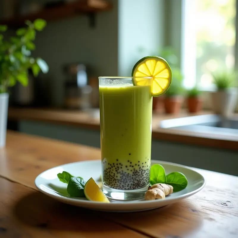 Smoothie de Maracuyá y Jengibre con Espinacas y Semillas de Chía: Desayuno Detox Tropical