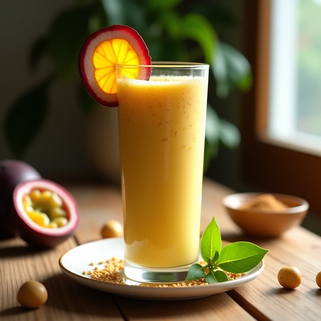 Smoothie de Maracuya y Leche de Macadamia: Bebida Brasileña Energética y Sin Azúcar