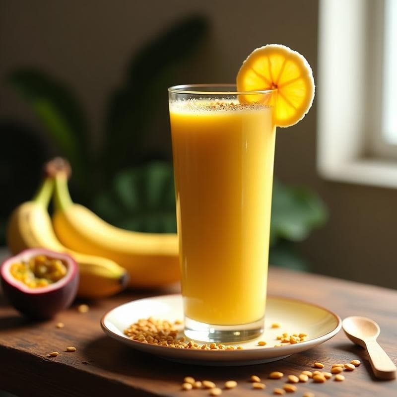 Smoothie de Maracuyá y Plátano con Semillas de Lino: Bebida Tropical Sin Lactosa